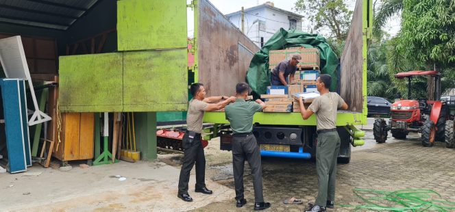 
 700 Kotak Keramik Didatangkan Dari Prabumulih Untuk Mendukung Program Serbuan Teritorial Kodim 0416/Bute