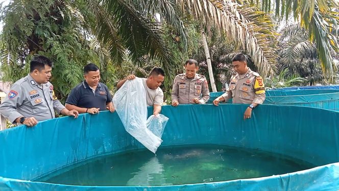 
 Dukungan Ketahanan Pangan Nasional, Polsek Pelepat Ilir Manfaat Lahan Kosong Untuk Lokasi Kolam Ikan