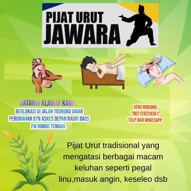 
 Ingin Dipijat dan Diurut, Jawara Pijat Urut Sehat Solusinya