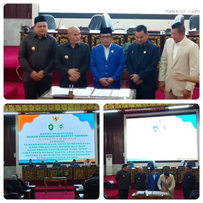 
 DPRD Bungo Menggelar rapat Paripurna Penandatanganan Nota Kesepakatan Rancangan Perubahan KUA dan PPAS APBD Tahun Anggaran 2025