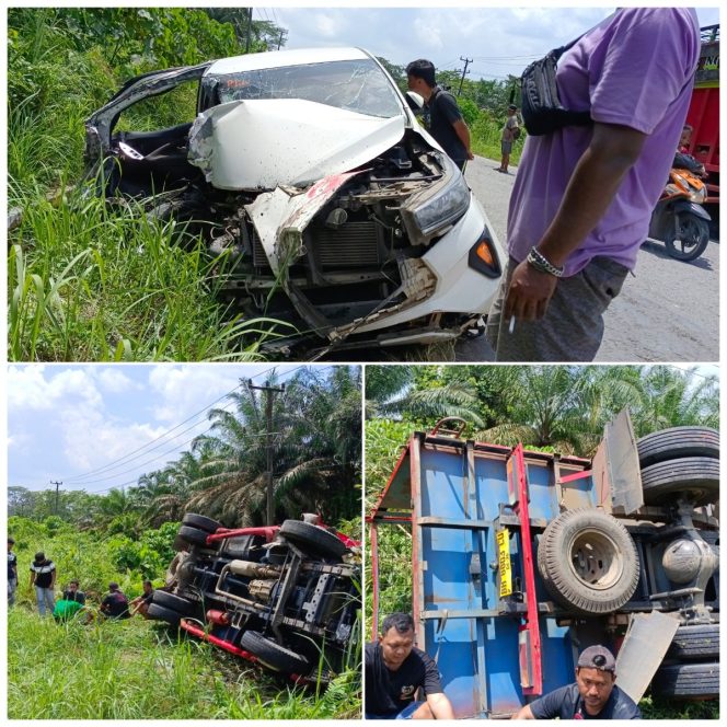 
 Lakalantas antara Truk LPG dengan Mobil Travel, Seorang Penumpang Meninggal Dunia