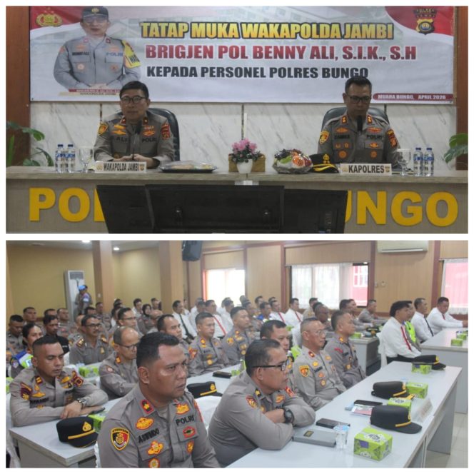 
 Wakapolda Jambi Turun Langsung ke Bungo dan Beri Arahan Kepada Seluruh Personel Polres Bungo
