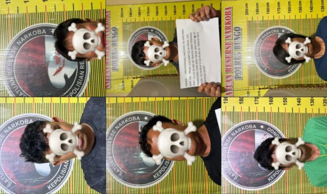
 Satresnarkoba Polres Bungo Amankan 6 Pelaku, Sita Sabu 7,49 Gram