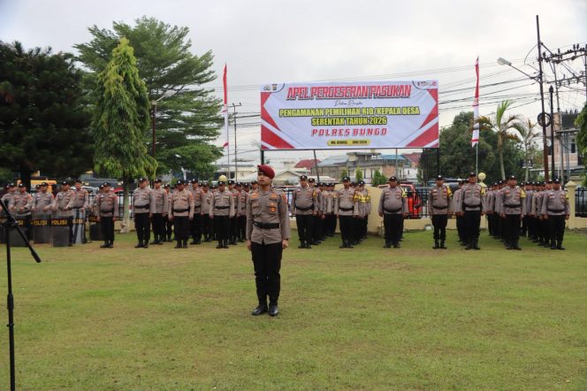 
 Ratusan Personel Polres Bungo Siap Amankan Pilrio Serentak 2026
