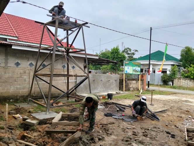 
 Satgas TMMD ke – 129 Kodim 0416/Bute Menuntaskan Pemasangan Tower Tandon Air